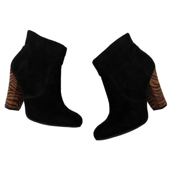 Guess Black Velvet Ankle Boot Animal Print Pony Hair Heel Size 8 Booties GGEMIT - Picture 4 of 9